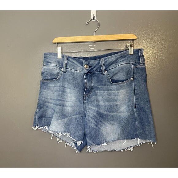 Seven7 Pants - Seven7 Denim Shorts Womens 12 Blue Cutoff Raw Hem Skinny Jean Style Casual
